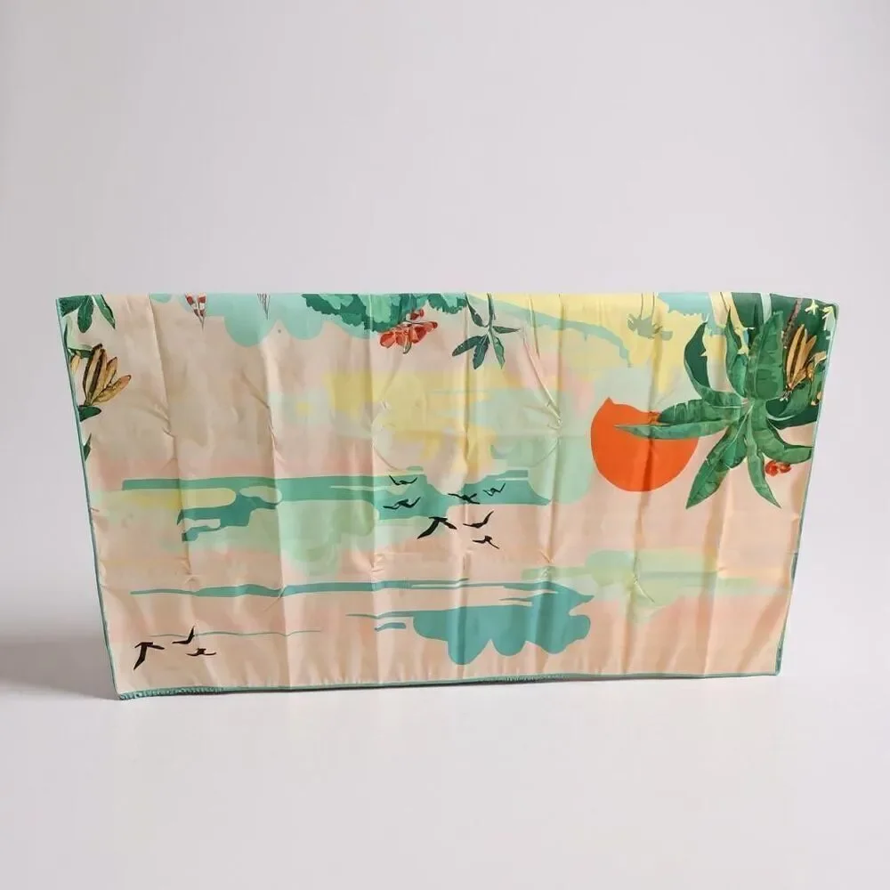 Caro Tropical Sunset Beach Blanket – Reversible Multi Coastal Art, 60x60